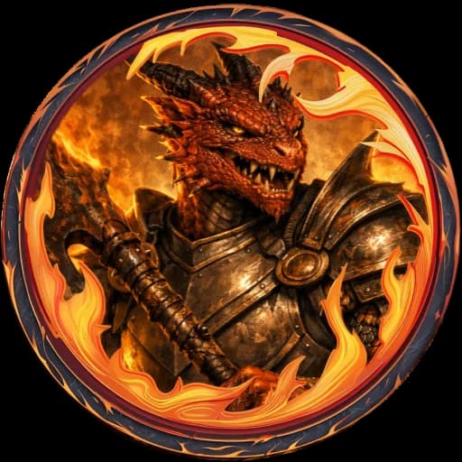 火焰边框的红龙战士 token 成品示例