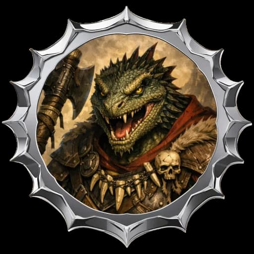 银色尖刺边框的蜥蜴战士 token 成品示例