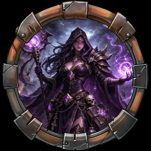 紫色虚空法术风格的女性法师 token 成品示例