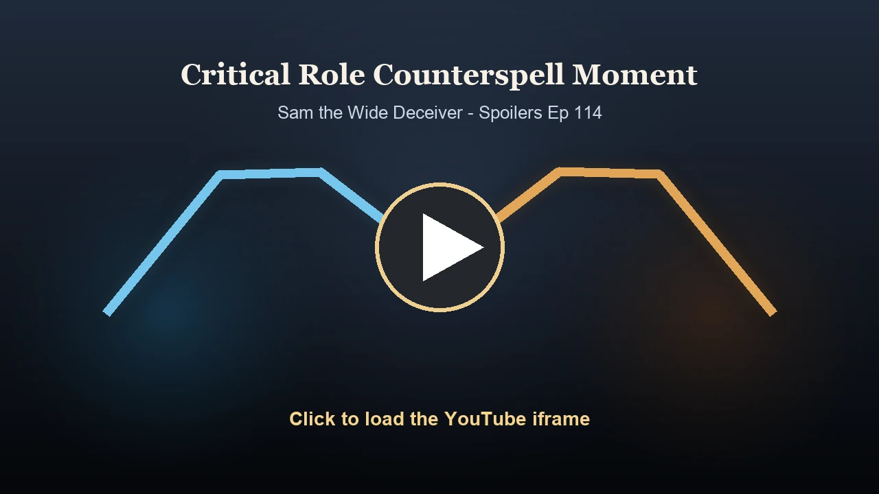 Clickable webp video cover for a dnd counterspell guide showing a blue and gold magical clash with a play button