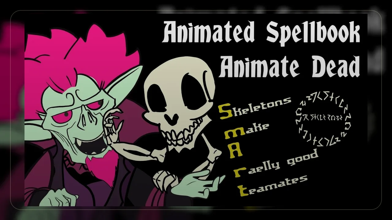 Clickable webp video cover for dnd necromancer spells showing the D&D 5E Animate Dead video thumbnail